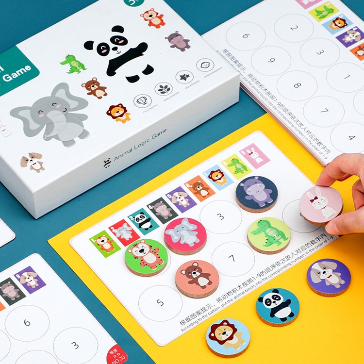 Đồ chơi montessori đồ chơi giáo dục tư duy logic xếp mảnh động vật vào đúng vị trí trên thẻ hình nhận thức sớm cho trẻ