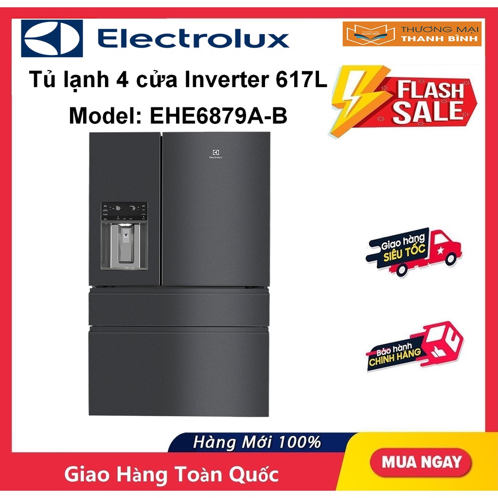 [Mã ELHA10 giảm 6% đơn 5TR] Tủ lạnh Electrolux Inverter 617 lít EHE6879A-B