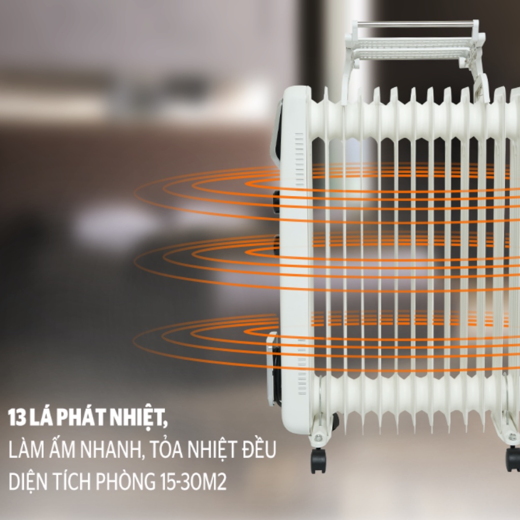 Máy sưởi dầu SUNHOUSE 13 lá SHD7084 Công suất 2400W Bảo hành 12 tháng  + tặng dao làm bếp màu đen