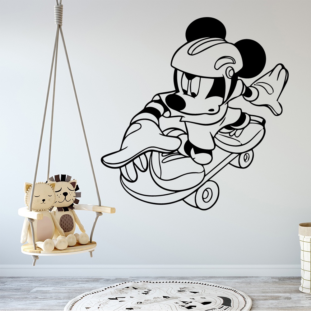 Giấy Dán Tường Bằng Vinyl Hình Chuột Mickey Hoạt Hình Trang Trí Phòng Trẻ Em