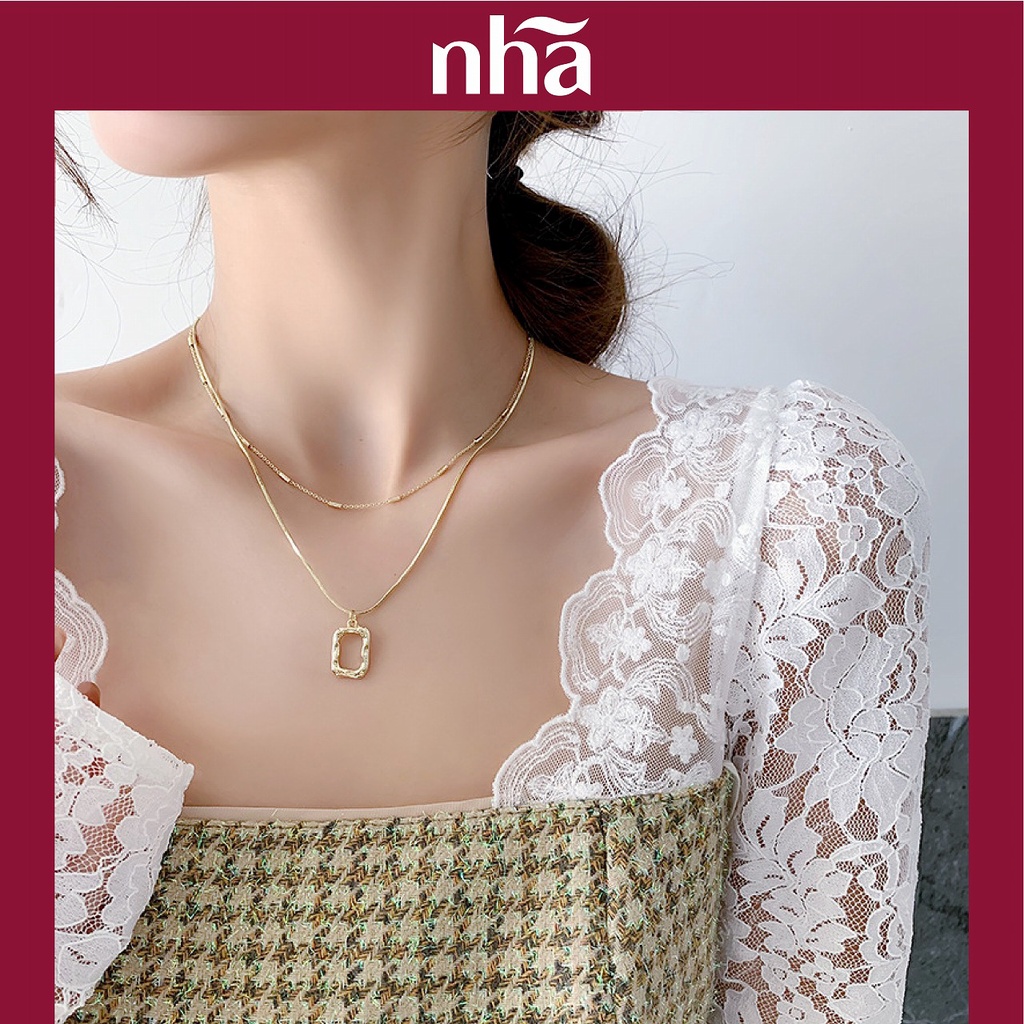 Vòng Cổ nữ Hai Sợi Sang Chảnh chất liệu bạc Nhã, dây chuyền vàng cao cấp cho nữ