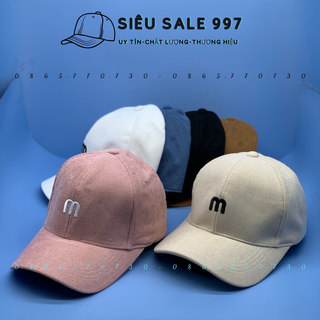 NÓN KẾT NHUNG GÂN THÊU CHỮ M THỜI TRANG NAM NỮ ĐƠN GIẢN ĐẸP PHONG CÁCH HÀN QUỐC