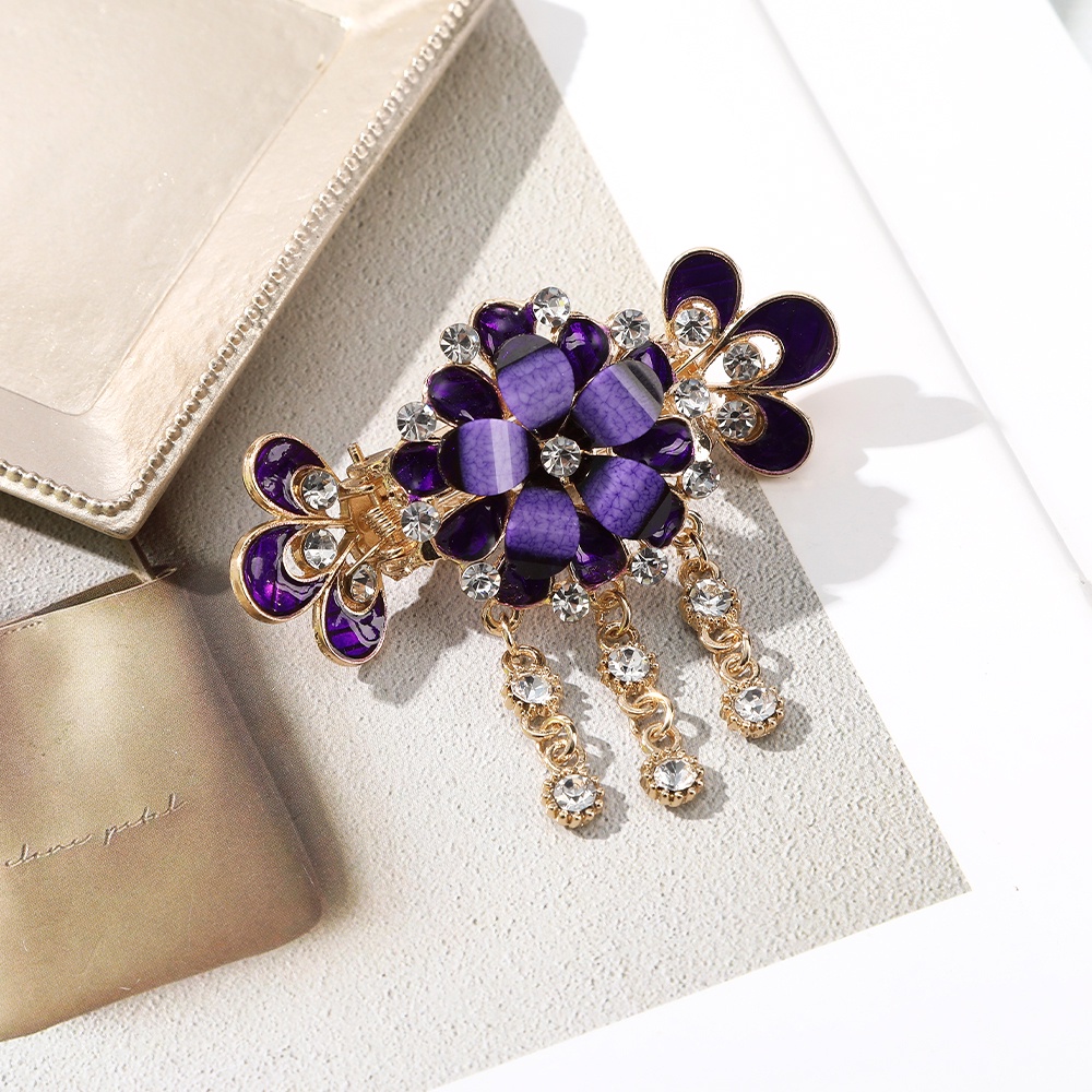 Kẹp tóc hình hoa đính đá phong cách vintage xinh xắn