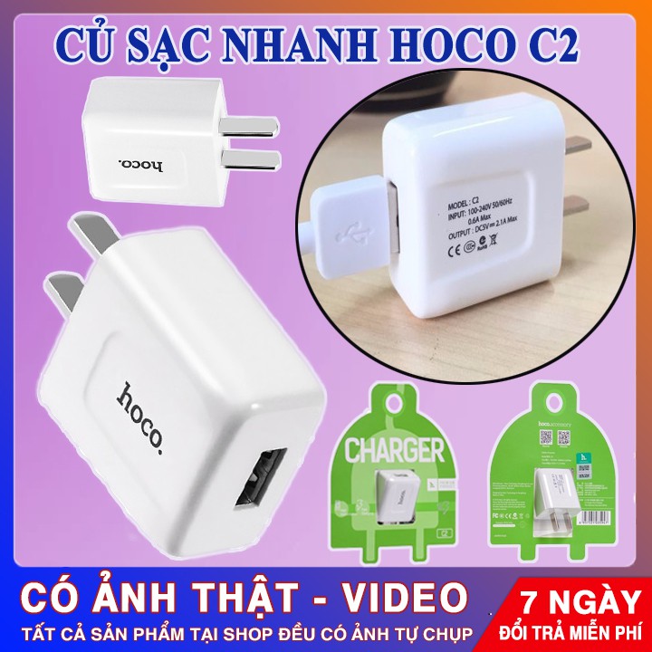 CỦ SẠC NHANH 1 CỔNG | Hoco C2 | Sạc Nhanh Với Cổng Out-Put 2,1Ampe | 33004