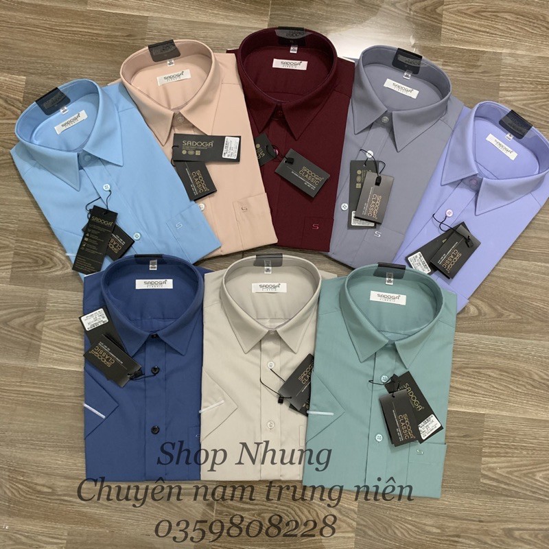 Áo sơ mi nam trung niên cộc tay hàng cao cấp công ty SADOGA màu trơn mẫu mới cập nhật liên tục