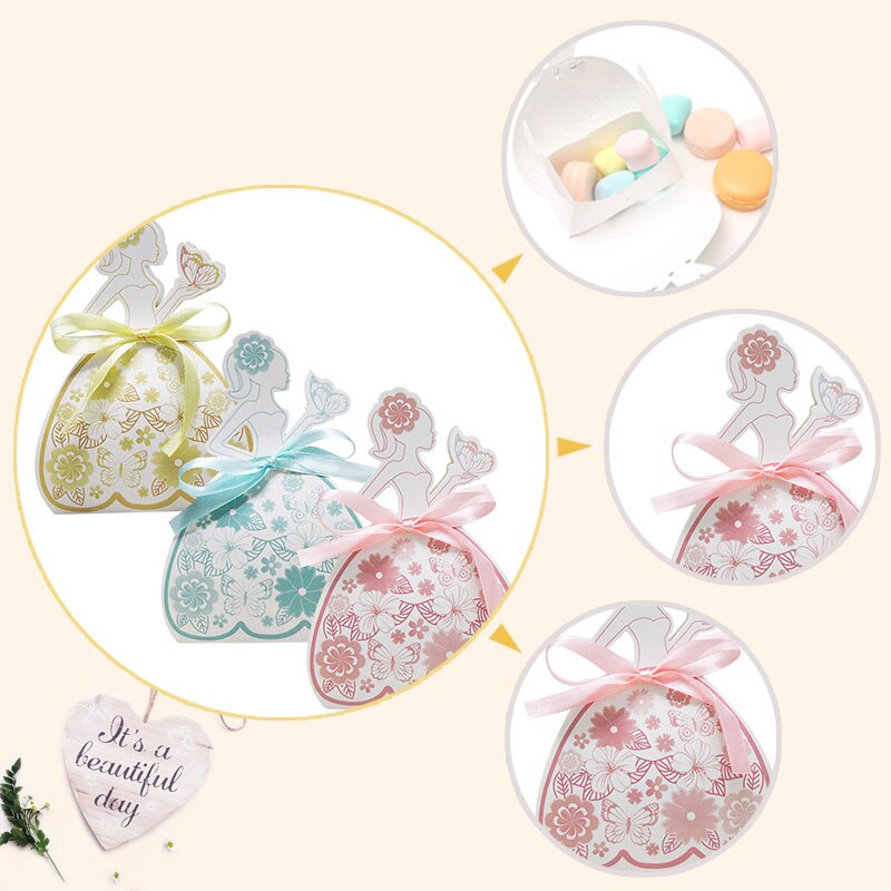 Bộ 12 Hộp Đựng Kẹo Cưới / Quà Tặng Hình Công Chúa Dễ Thương