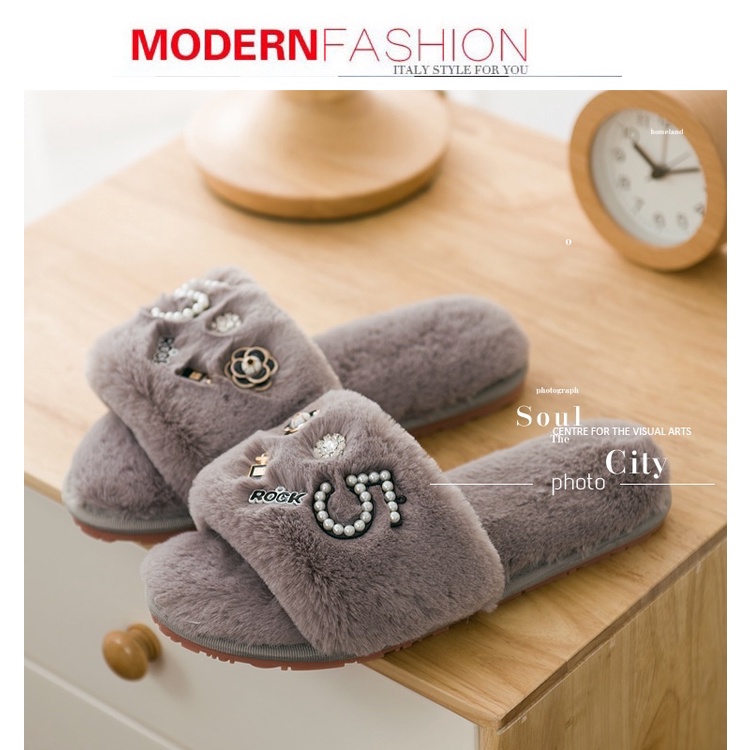 Dép lông mang trong nhà cho nữ