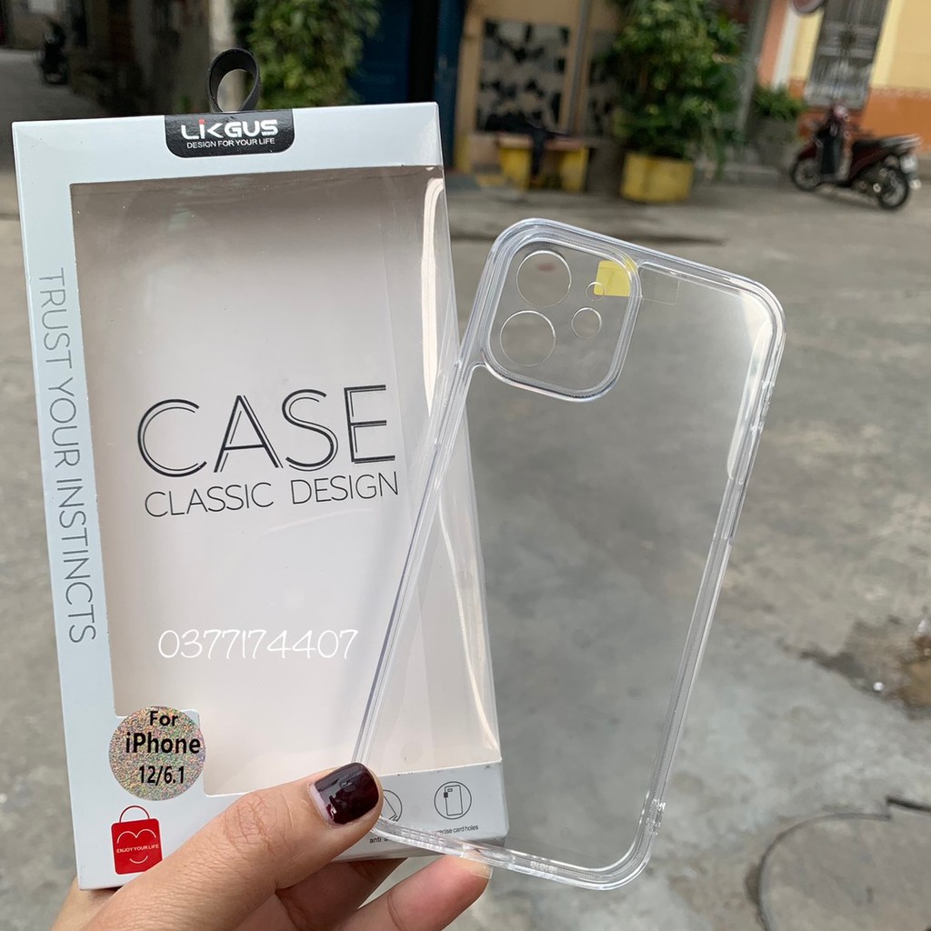 Ốp lưng Likgus kính viền dẻo bảo vệ Camera iphone 15 Pro Max 14 Pro Max, 13 Pro max, Mini, 12, 11, Xs Max, XS, 7Plus, 8+