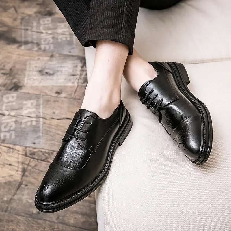 Giày Da Oxford Mũi Nhọn Sang Trọng Cho Nam