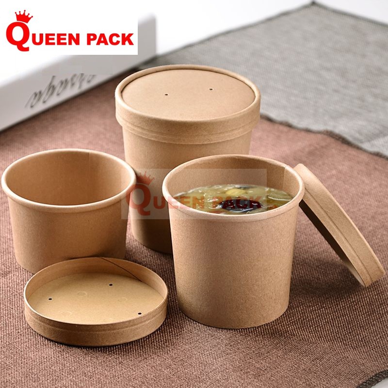 50 Tô giấy kraft+Nắp giấy