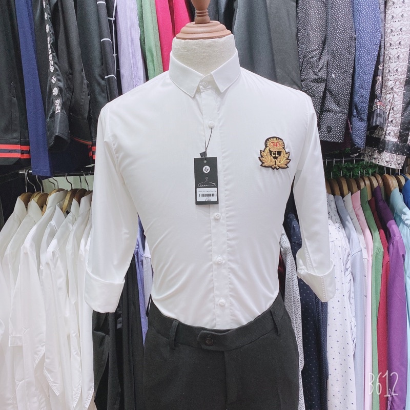 Sơ mi hoạ tiết siêu đẹp, áo sơ mi trắng nam hàng cao cấp