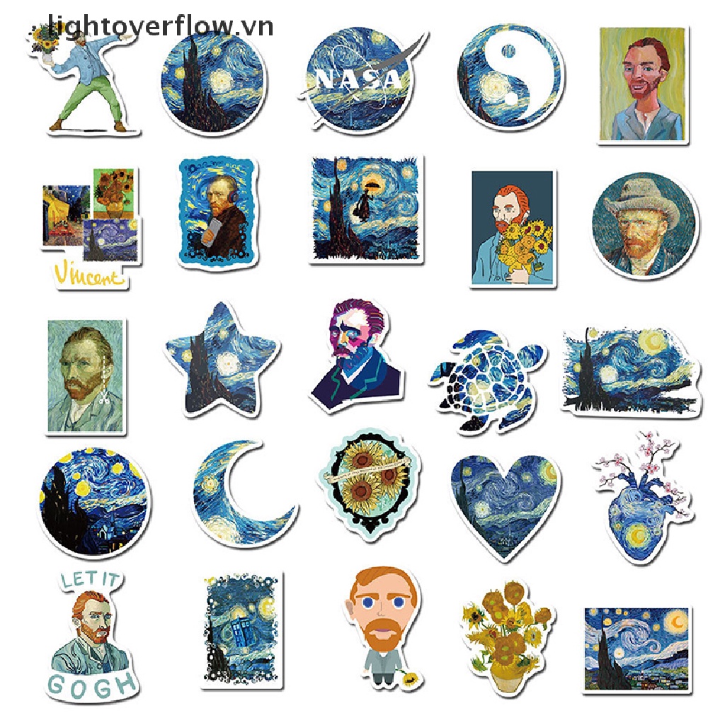 Set 40 Sticker Vincent Willem Van Gogh Dán Tường Trang Trí