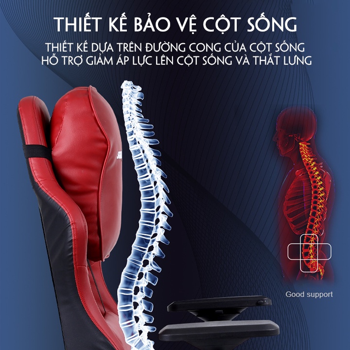 Ghế gaming new model 2022 ngả lưng 155 độ bọc da cao cấp, Ghế game tay nâng hạ thiết kế công thái học bảo vệ cột sống