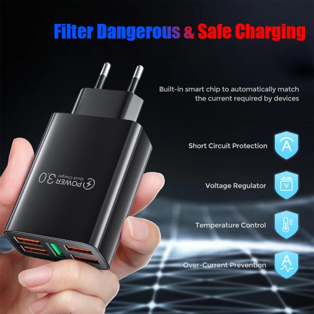 Củ Sạc Nhanh DIGIFOUNDER 5A 5 USB QC3.0 Cho Điện Thoại iPhone Samsung Xiaomi D3T1 Bộ sạc dự phòng