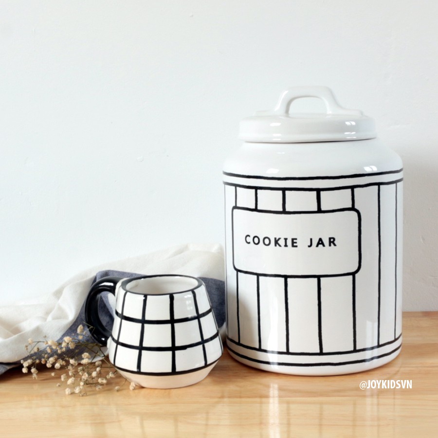Hũ gốm đựng thực phẩm phong cách Bắc Âu | Vại gốm nhà bếp có nắp đậy - Ceramic Cookie Jar