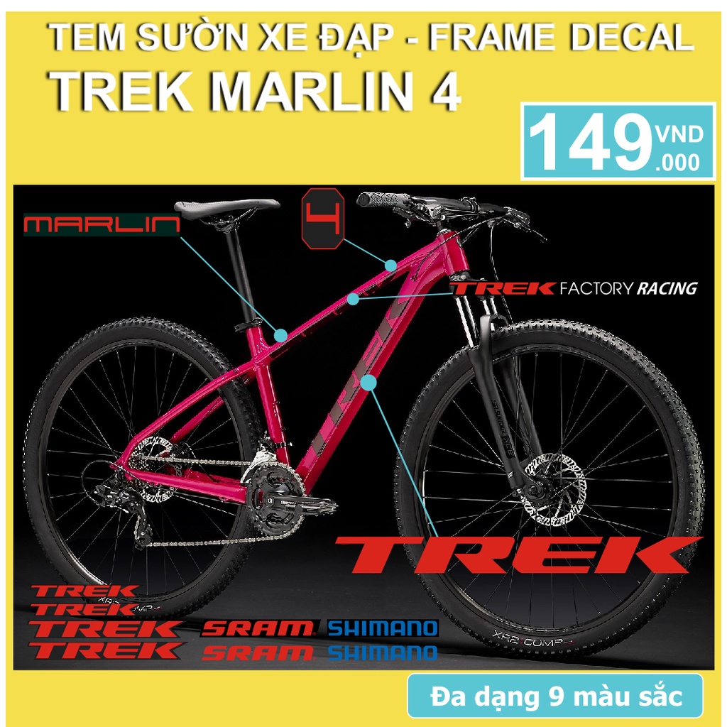 Tem decal dán sườn xe đạp TREK MARLIN 4 2022 | Frame decal | CycleWrap