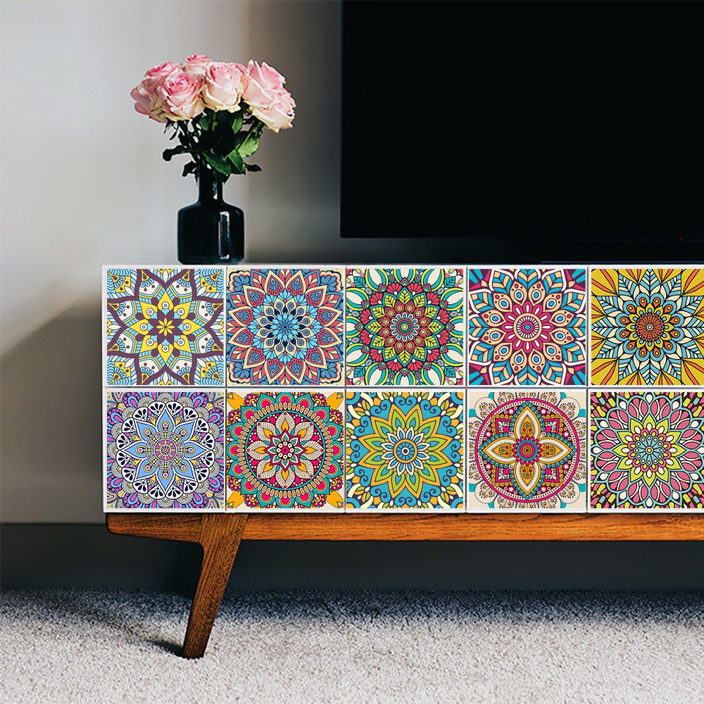 Giấy dán tường họa tiết mandala tự dính chống thấm nước trang trí nhà bếp/phòng tắm | BigBuy360 - bigbuy360.vn