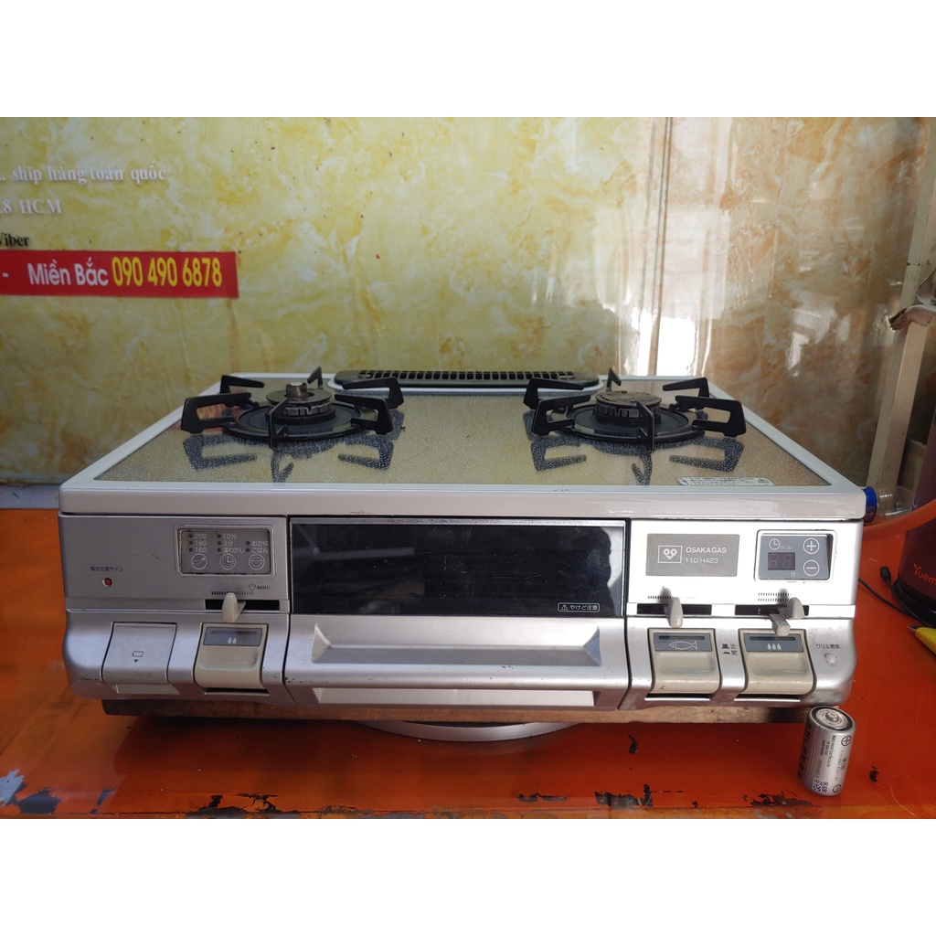 Bếp gas nội địa Nhật Osaka H423 002724 - mặt kính nứt - Full chức năng - Tặng nguồn 3Vol + Cặp pin - Bh 1 tháng - giá1,9