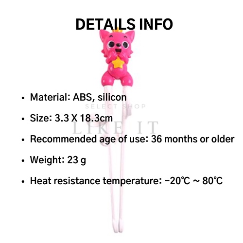 Đũa tập ăn hình cá mập hồng và tay phải dành cho trẻ em miễn phí vận chuyển từ Hàn Quốc