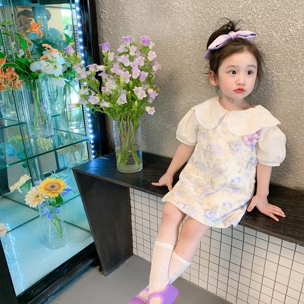 Set Áo Thun Ngắn Tay + Chân Váy Hoa Thời Trang Cho Bé Gái