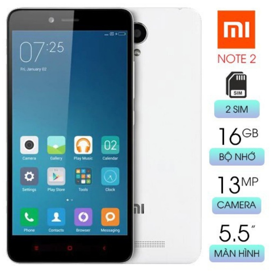 điện thoại Xiaomi Redmi Note 2 2sim ram 2G/16G mới zin Chính hãng - màn hình 5.5inch