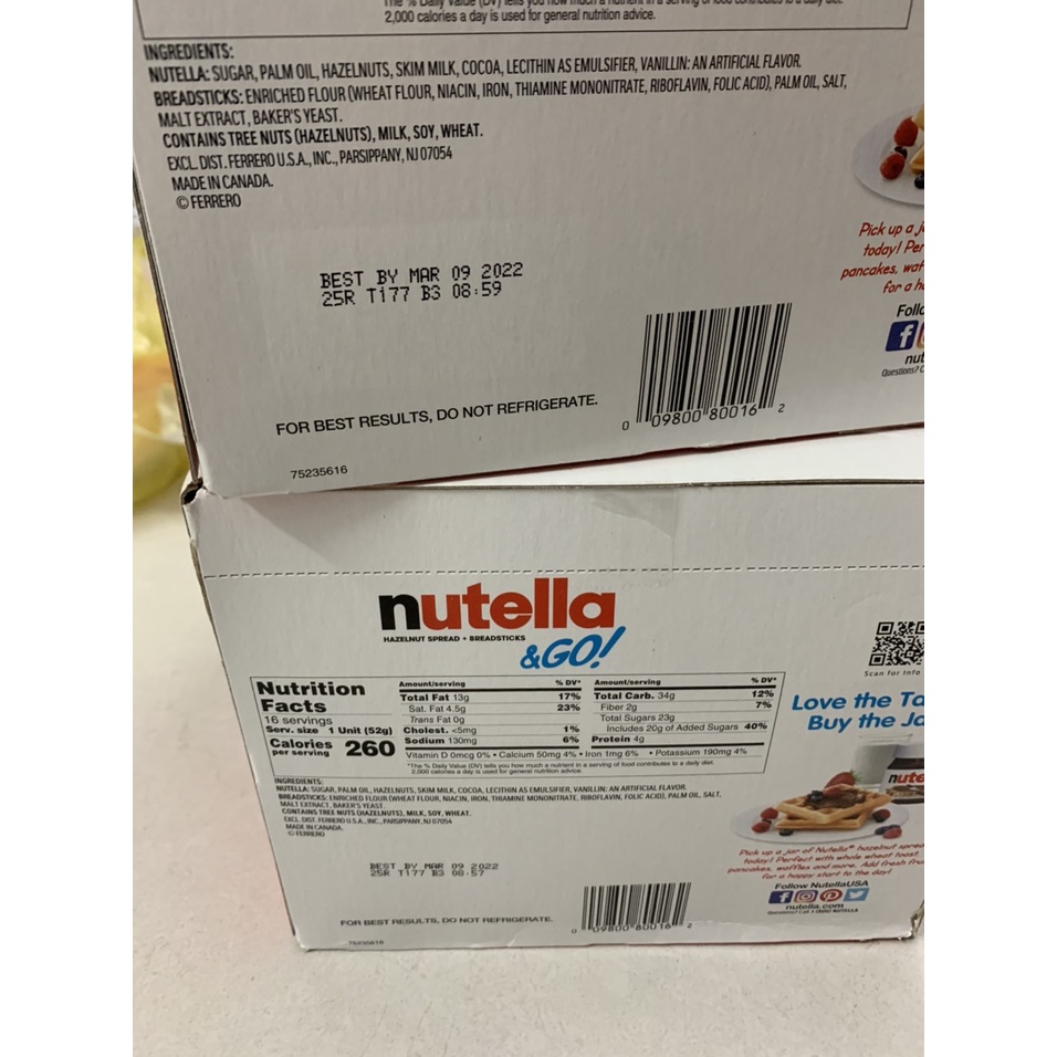 THÙNG 16 HỘP BÁNH QUE CHẤM SOCOLA HẠT DẺ NUTELLA