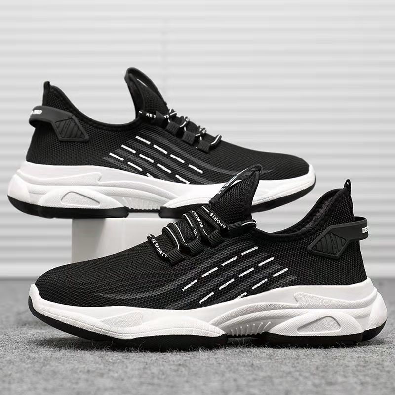 Giày Nam Giày Thể Thao Sneaker Giá Rẻ Vải Dệt Đế Cao Su Phong Cách Trẻ Trung - 2 Màu Đen Trắng - 033