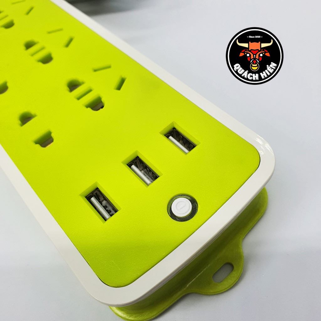Ổ điện cắm đa năng, ổ căm 6 lỗ 3 đầu cắm usb, ổ cắm 8 lỗ