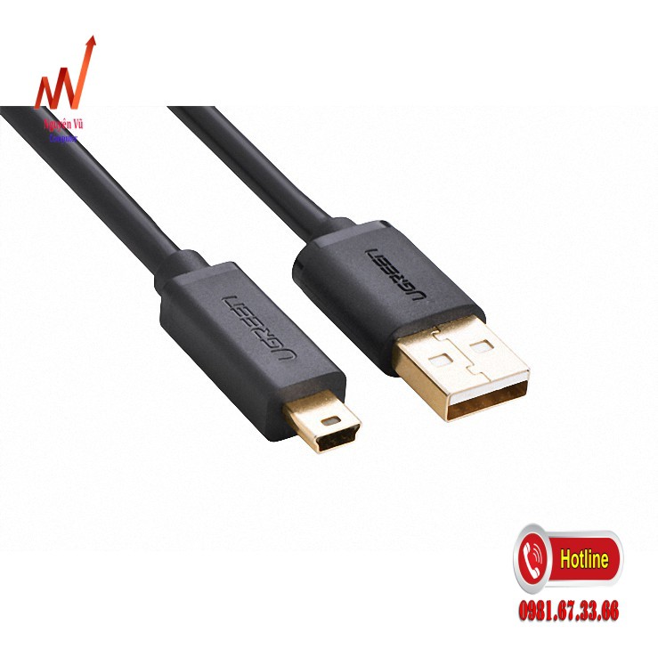 Cáp USB 2.0 to USB Mini 25cm mạ vàng Ugreen 10353 Chính hãng UG-10353