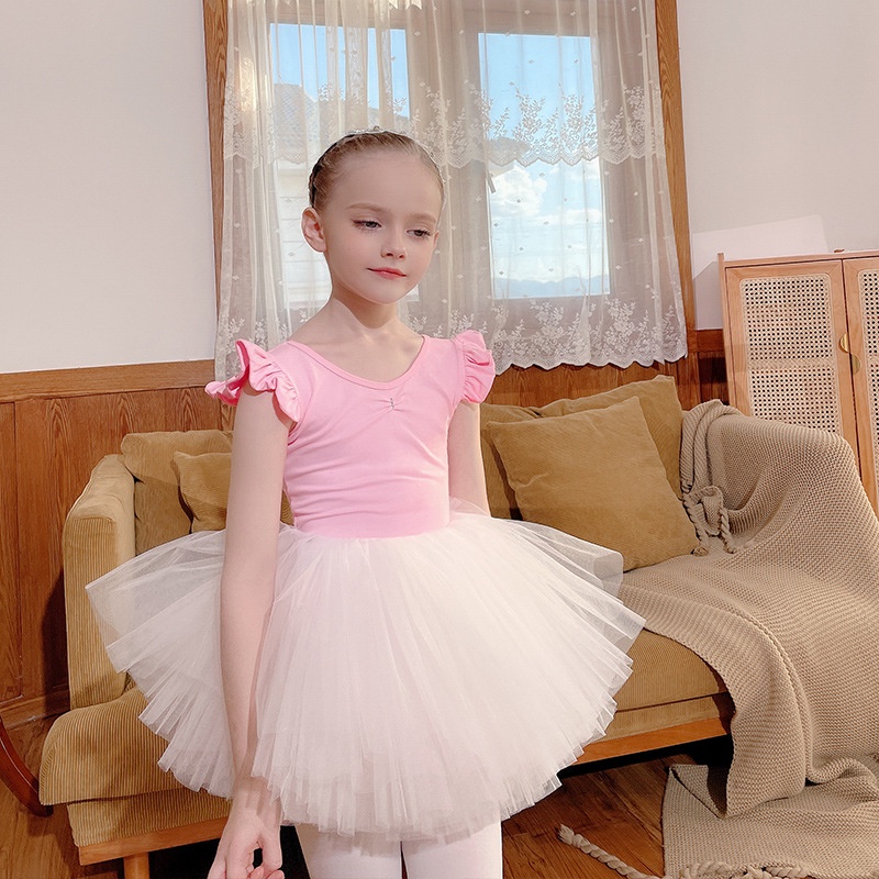 Đầm Múa Ba Lê Màu Hồng Tay Bay Thời Trang Mùa Hè Cho Bé Gái
