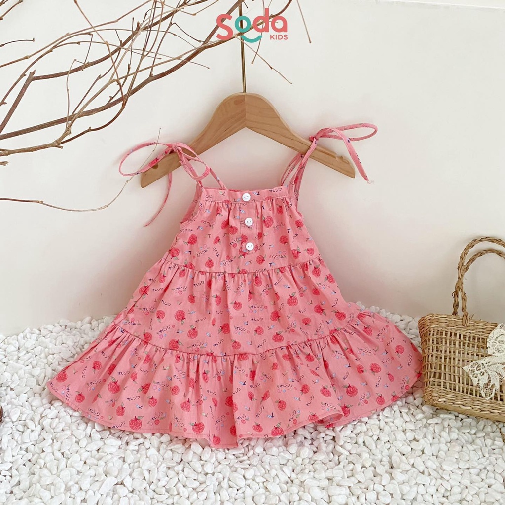 Váy bé gái SODA KIDS 2 dây hoa nhí chất liệu thô mềm, mát phong cách Hàn Quốc
