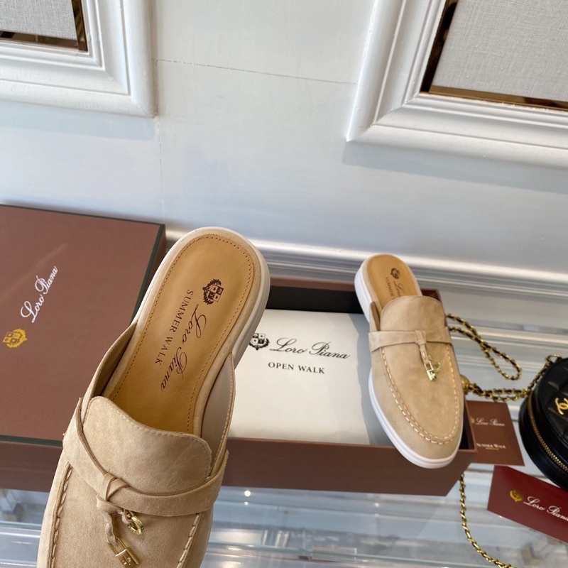 Giày sục nữ da lộn thương hiệu Loro Piana da thật cao cấp