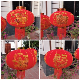Đèn lồng- cầu treo tết- lồng đèn bằng vải nhung đỏ treo tết nguyên đán lễ hội 60cm 60cm 100cm 1m