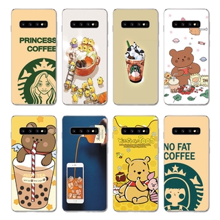 Ốp điện thoại silicon in họa tiết chú gấu / Starbucks dễ thương cho Samsung Galaxy S10 S9 Plus/S10E/S10 5G 

