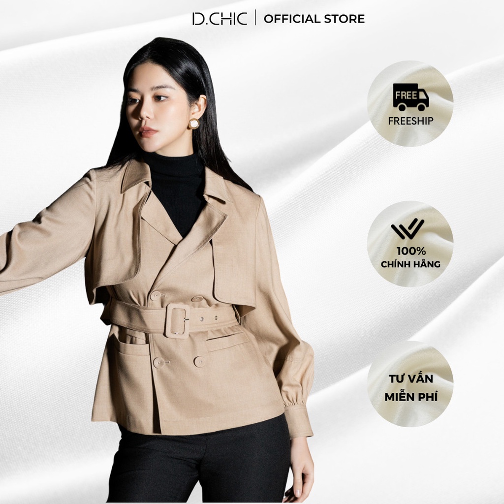 Áo vest khoác Trendcoat ngắn thắt đai bản lớn D.CHIC MS: 160506