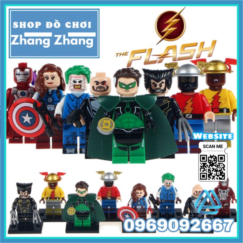 Đồ chơi Xếp hình Reverse Flash gồm Green lantern Wolverine - Parallax Peggy Carter - Iron Man Minifigures POGO PG8105