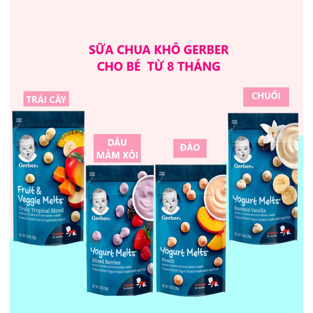 Bánh sữa chua khô Gerber cho bé 8 tháng tuổi ăn dặm