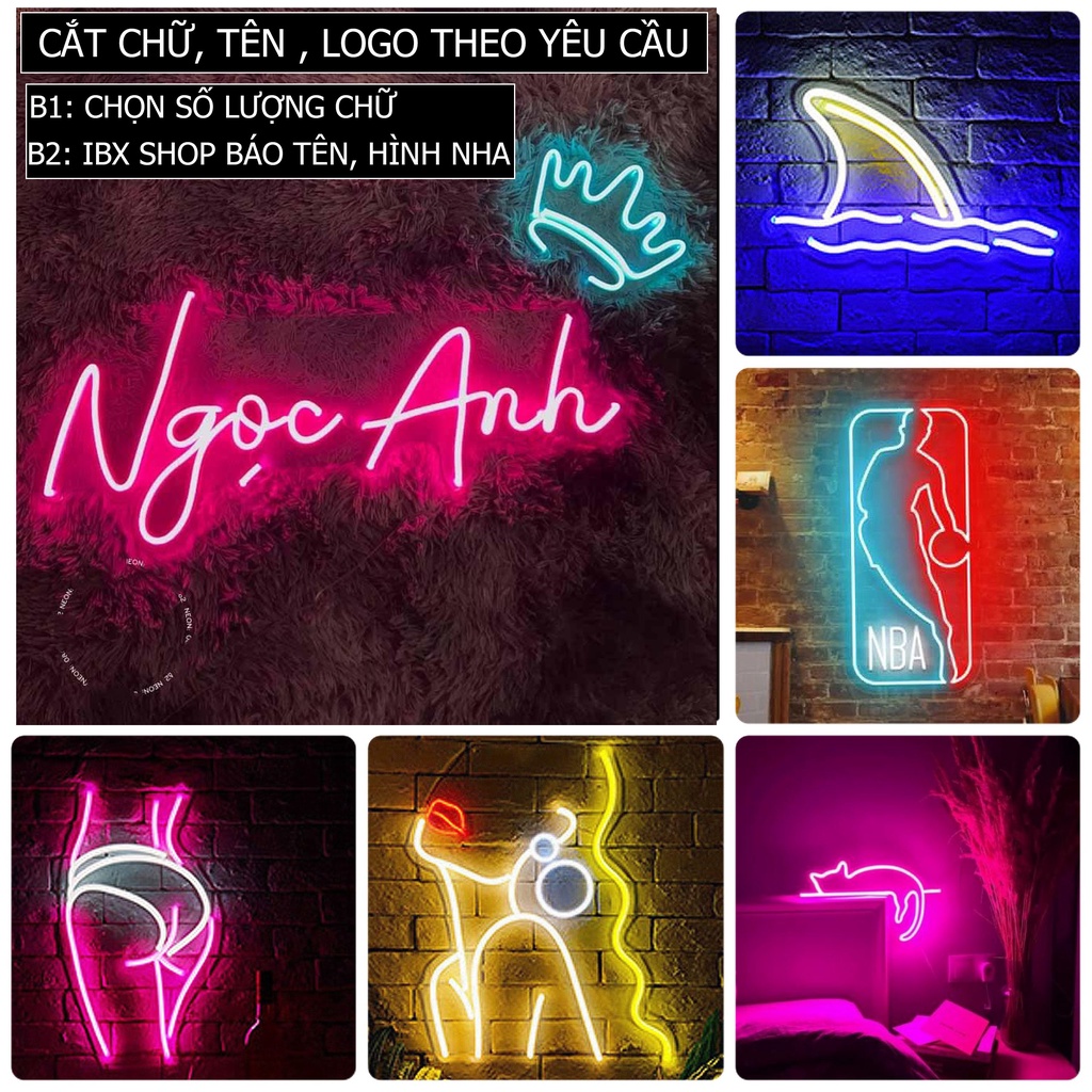 Mua Đèn led neon decor phòng ngủ hình chữ đủ màu sắc, nguồn pin, nguồn ...