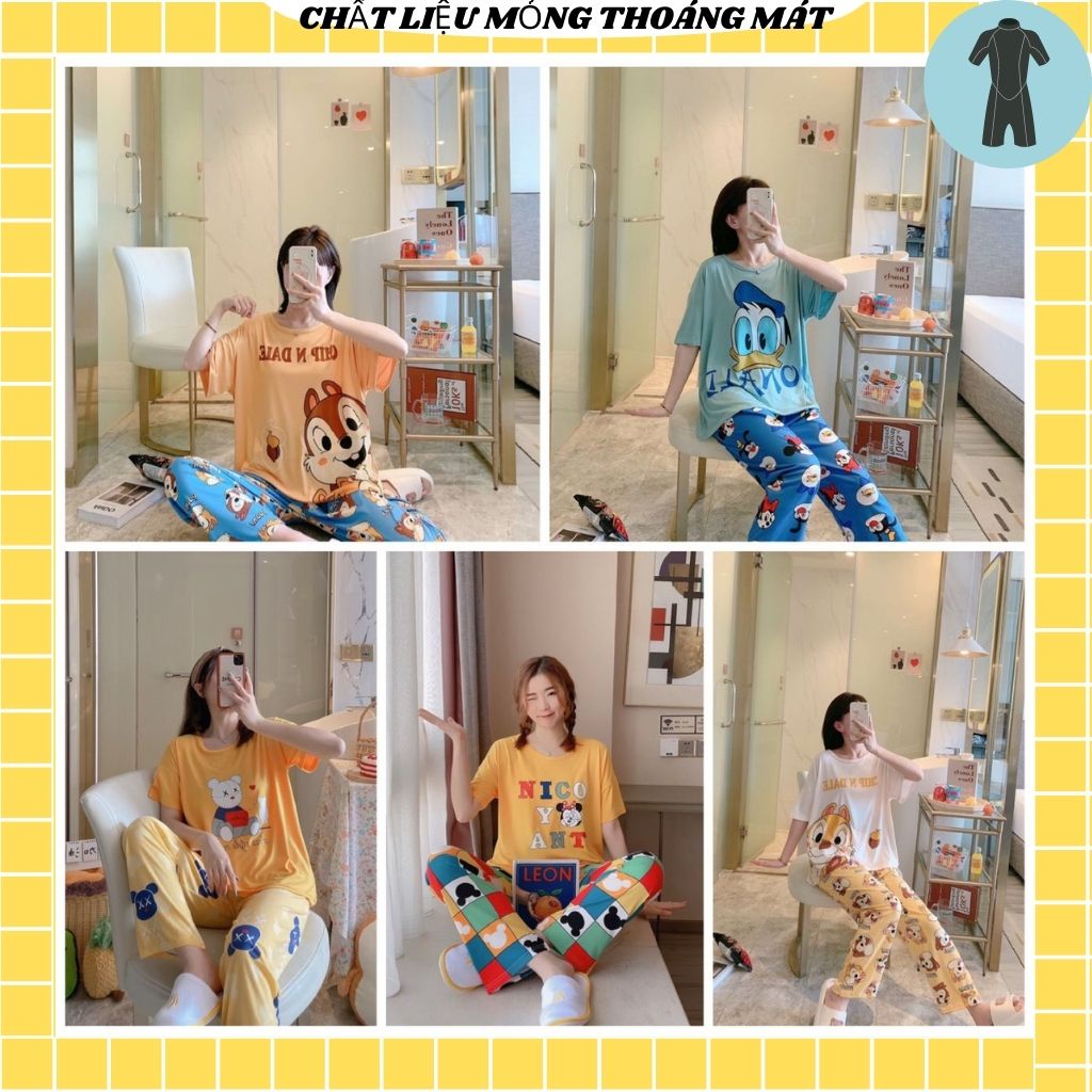 [ Sẵn 5 mẫu ]Set Đồ Ngủ Mặc Nhà Tay Ngắn Kiểu Dáng Dễ Thương Xinh Xắn Cho Nữ
