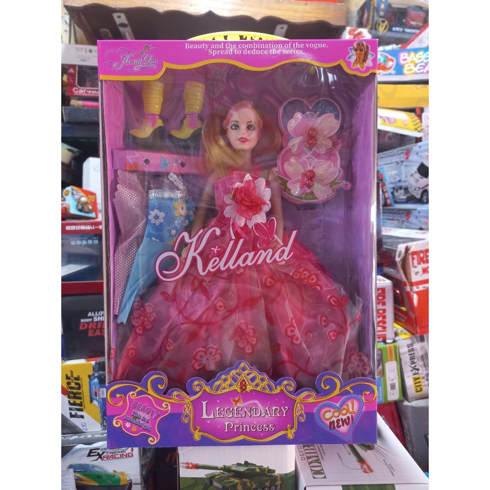 Bộ đồ chơi búp bê Kelland hộp lớn  gồm váy,bốt,nơ nhiều màu cho bé