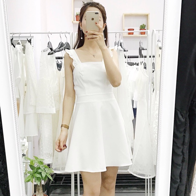 Váy xoè 2 dây ( 2 màu trắng đen)