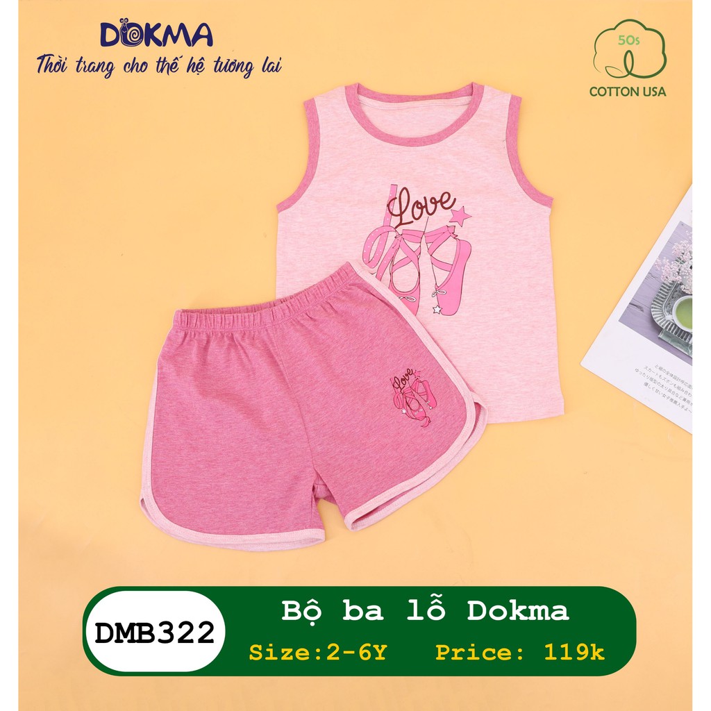 DMB322 - Bộ ba lỗ bé trai, bé gái DOKMA 2-6T