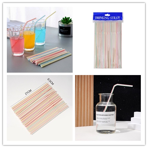 Bộ 100 Ống Hút Nhựa Uốn Cong Nhiều Màu Dùng Một Lần Cho Tiệc Sinh Nhật/Đám Cưới