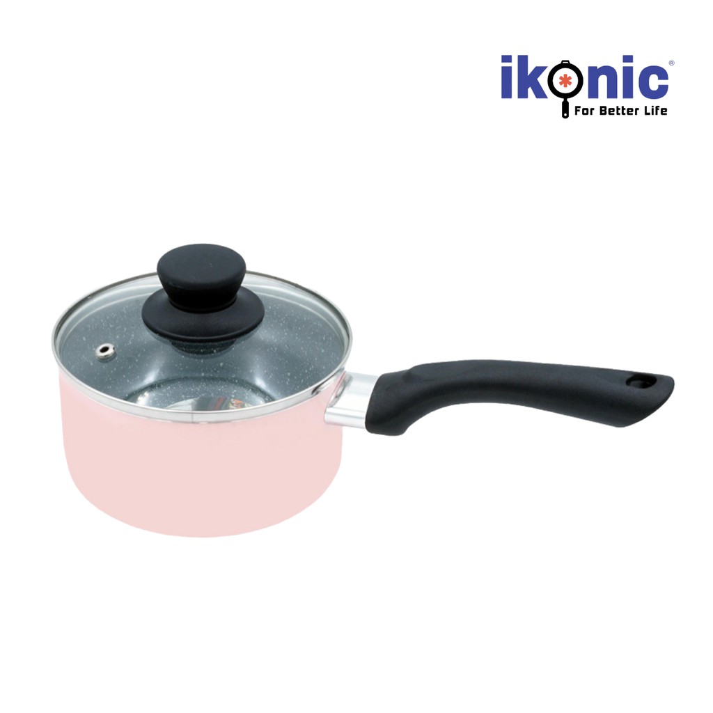 Nồi nấu bột cho bé có chống dính vân đá, có nắp kính cường lực IKONIC IK6814 - Bảo hành 1 đổi 1