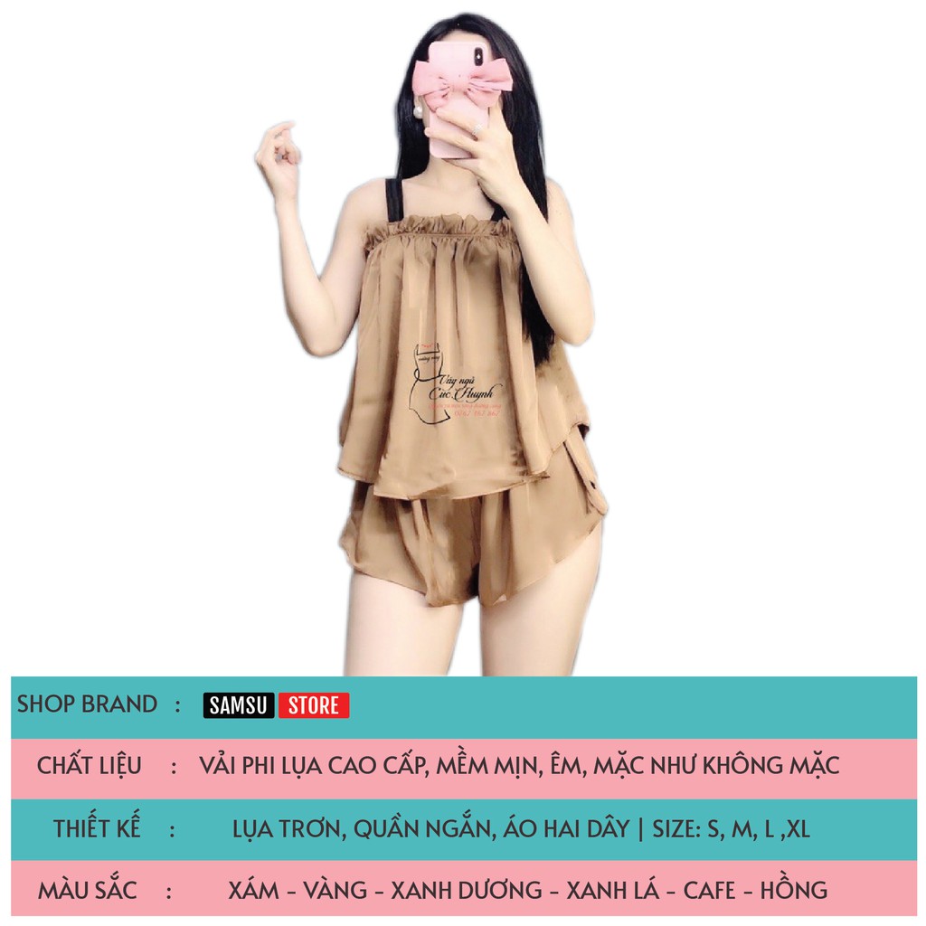 Đồ ngủ nữ sexy bigsize nữ phi lụa cao cấp 2 dây mặc nhà gợi cảm SAMSU FX02