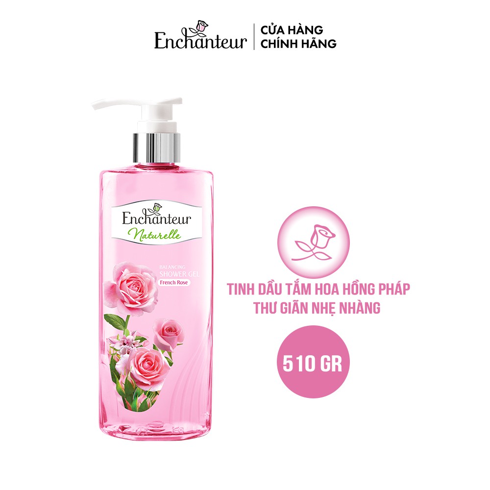 Combo 2 Sữa tắm chứa tinh dầu hoa hồng Enchanteur Naturelle Rose 510gr/Chai