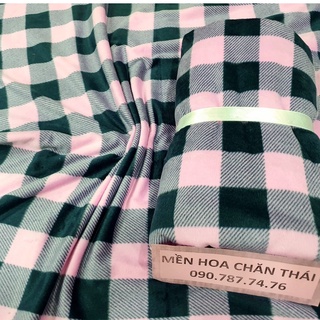 Sale 75k còn 65k.Mền nỉ cotton Thái CARO HỒNG văn phòng, đi học, du lịch