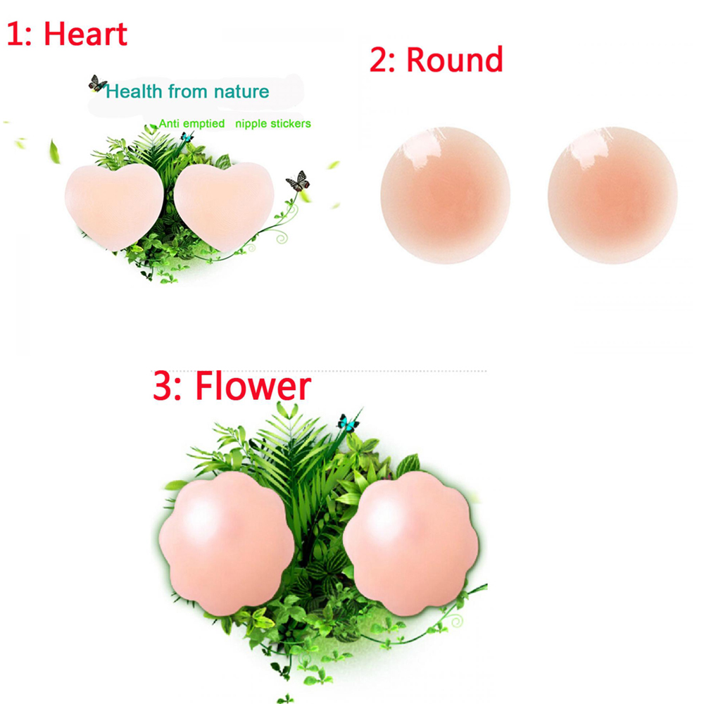 Okdeals 1 Cặp|Bộ 2 Miếng Dán Ngực Silicone Tròn Vô Hình Tái Sử Dụng Được