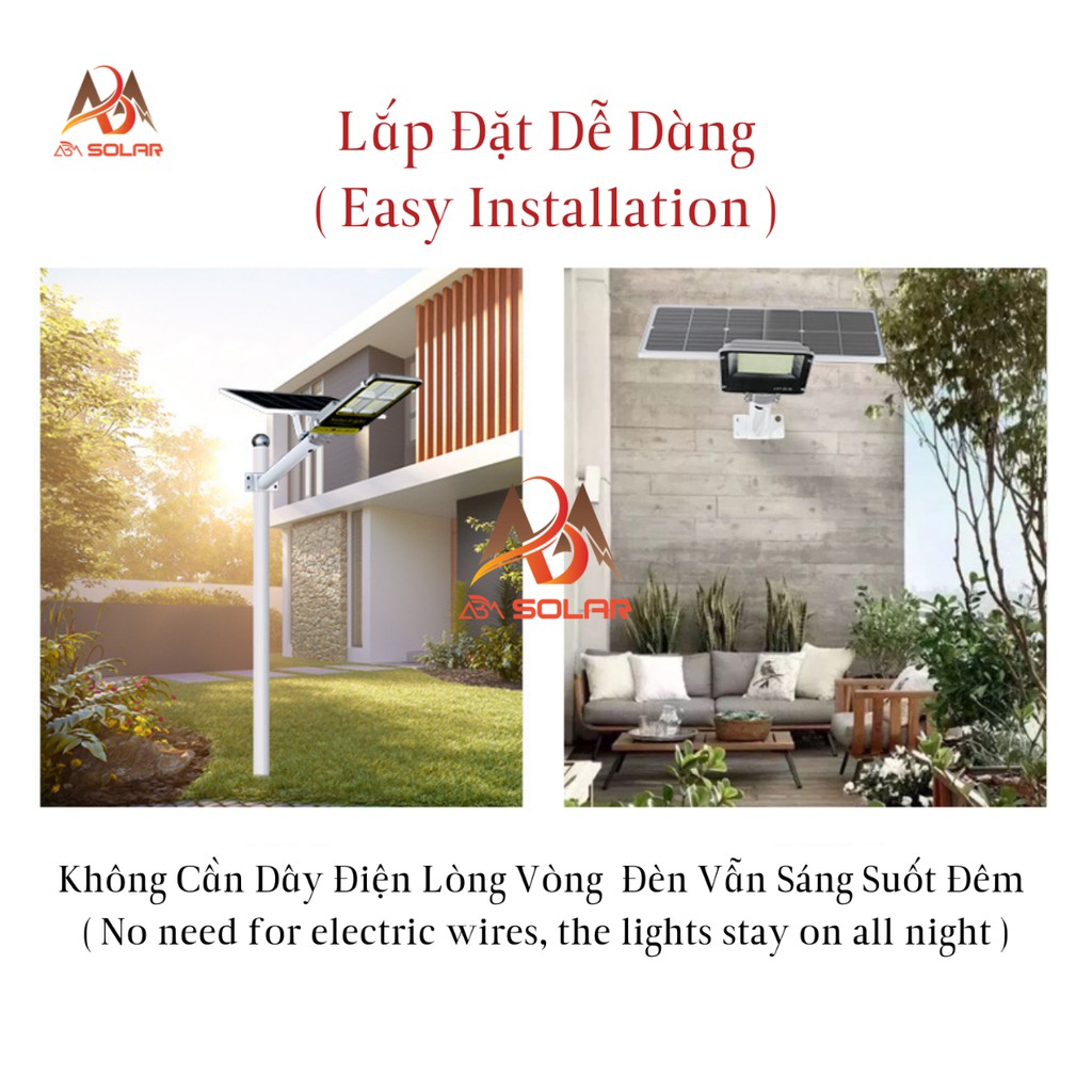 Đèn Năng Lượng Mặt Trời 200W - 1000W , Đèn Đường , Sân Vườn . Tấm Pin Năng Lượng Rời, IP68 Chống Nước ABM