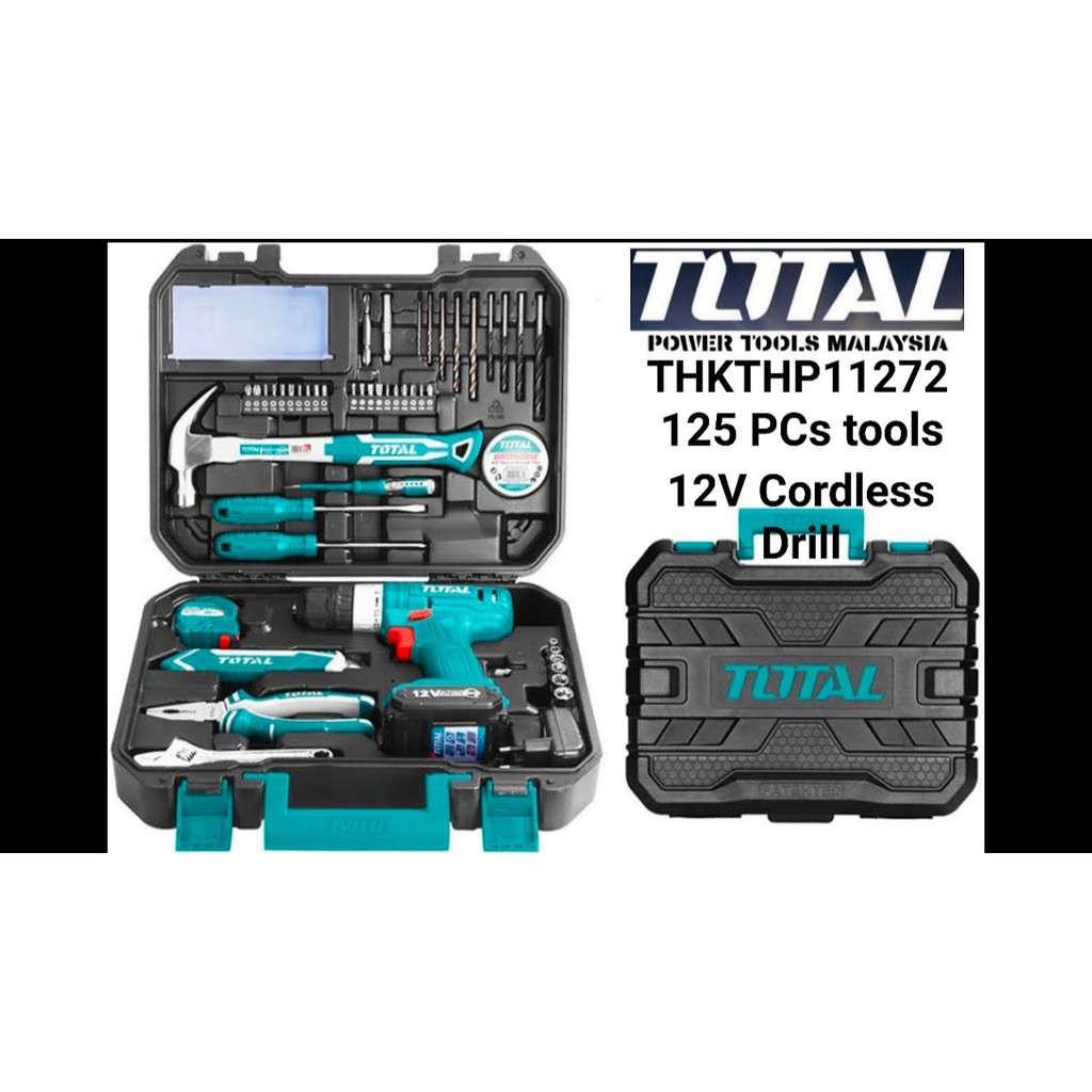 BỘ MÁY KHOAN PIN 12V GỒM 127 MÓN TOTAL THKTHP11272 [CHÍNH HÃNG] MÁY KHOAN PIN ĐỒ NGHỀ TOTAL [RẺ] MÁY KHOAN PIN DCA INGCO